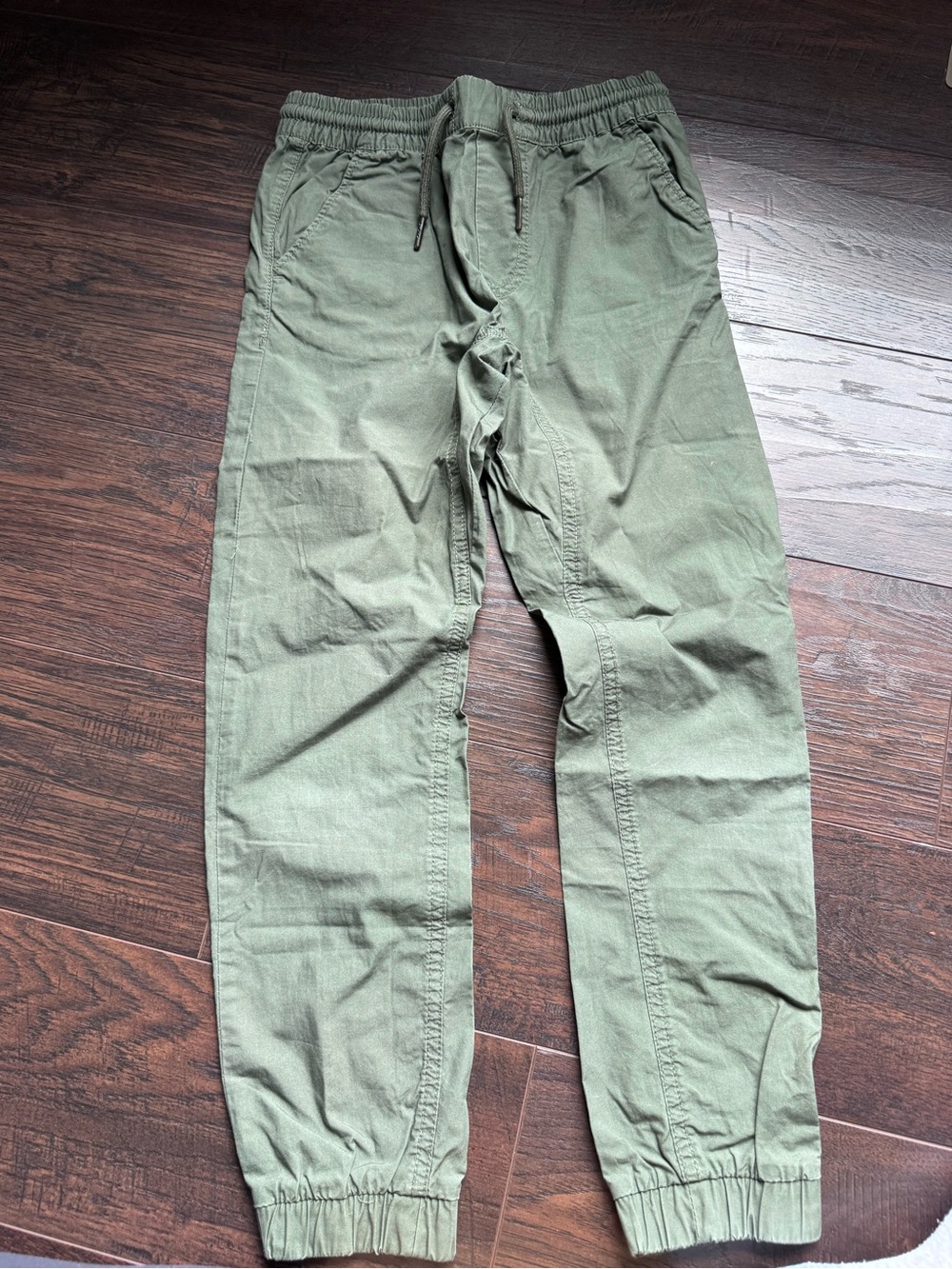 Kids Olive Green Drawstring Jogger Pants
